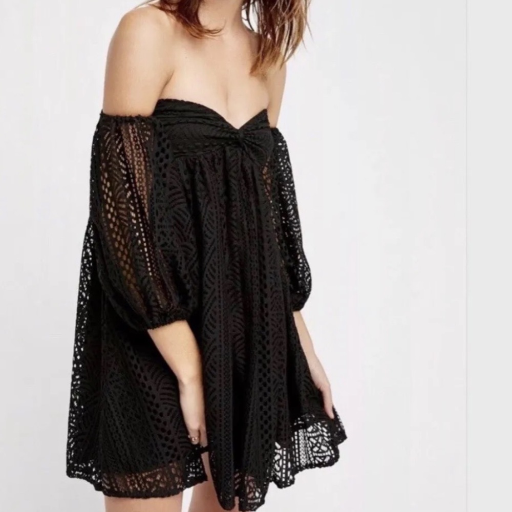 Free People Emmy Lou Mini Dress in Black Size Small - Picture 2 of 11